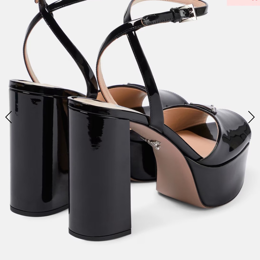 Prada Glossy Black Platform Heels - Picture 4 of 7